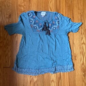 Knox Rose Boho Embroidered Top with Tassels & Lace 🦋🦋🦋